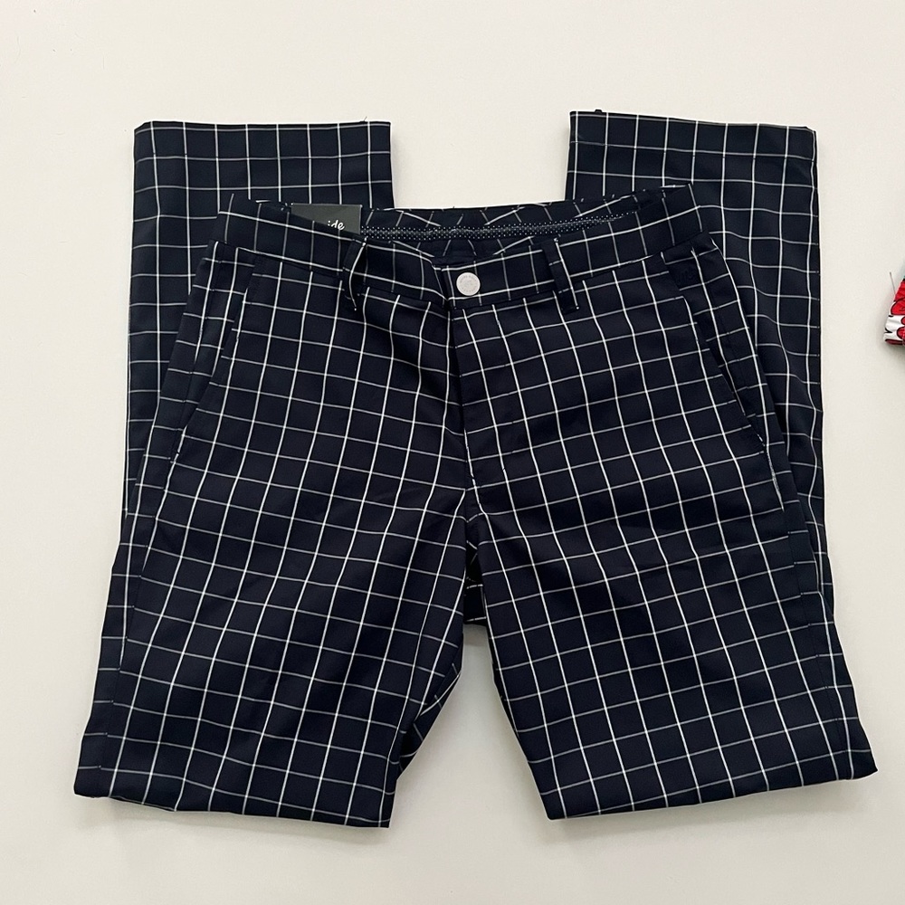 Men’s Bonobos Maide Navy Windowpane Golf Pants 30/30 Straight NWT - Picture 1 of 8